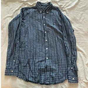 Ralph Lauren Mens Plaid Button Down Shirt Classic Fit Blue‎ White Size L